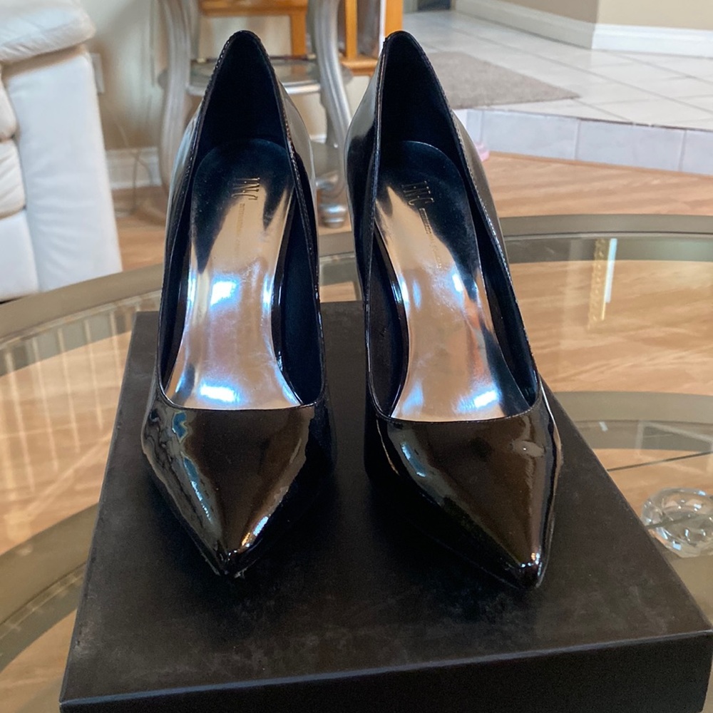 Black 4 inch heels patent leather
